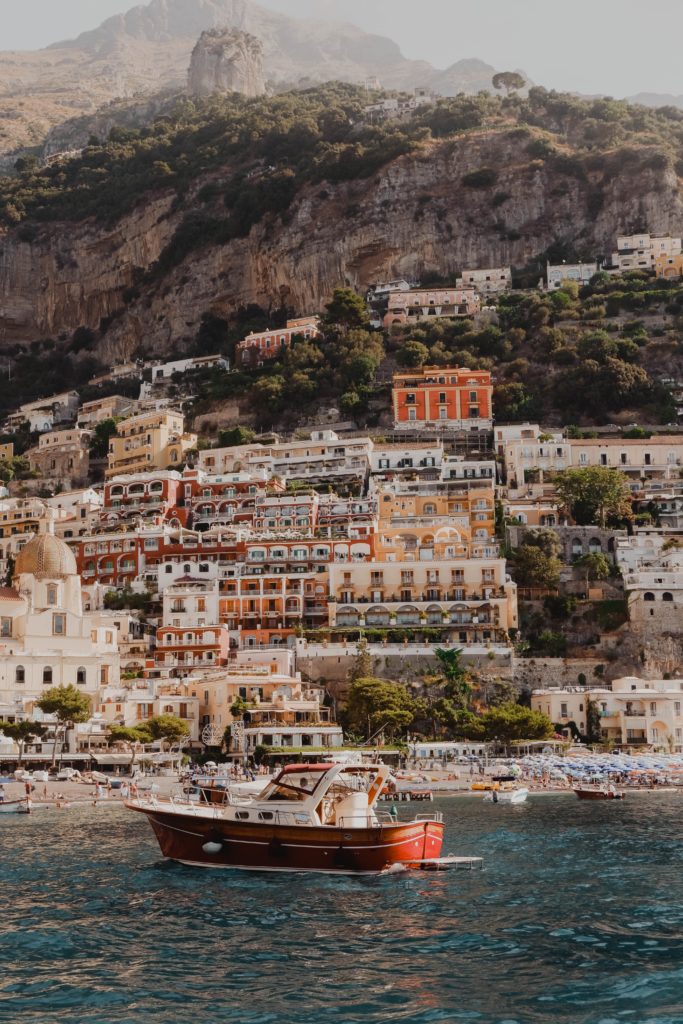 The pastel colored buildings of Positano on the Amalfi Coast