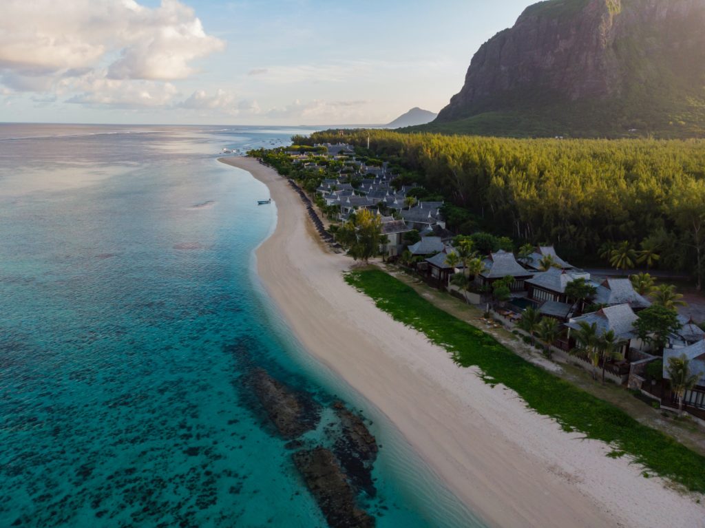 Villas line the beachside coast of Mauritius