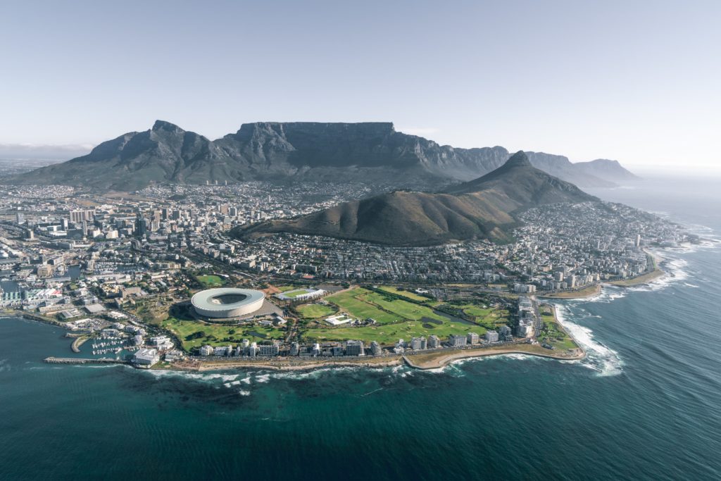 An aerial view of Cape Town in South Africa