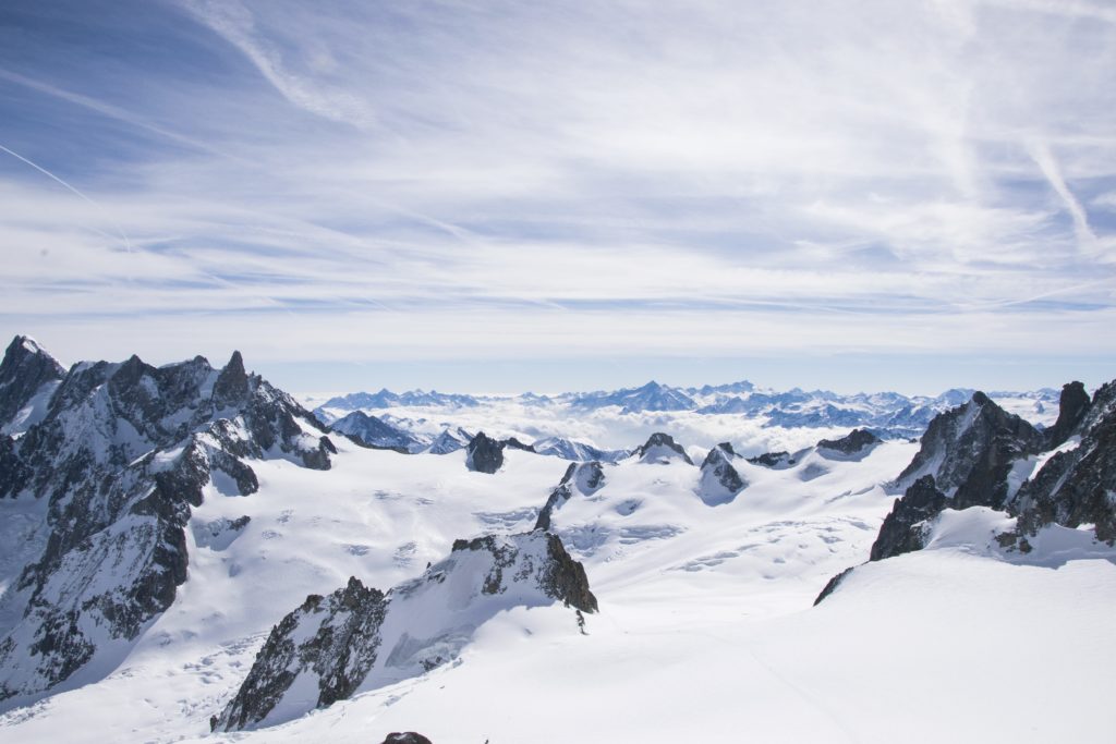 The view from the Mont Blanc peak in the winter