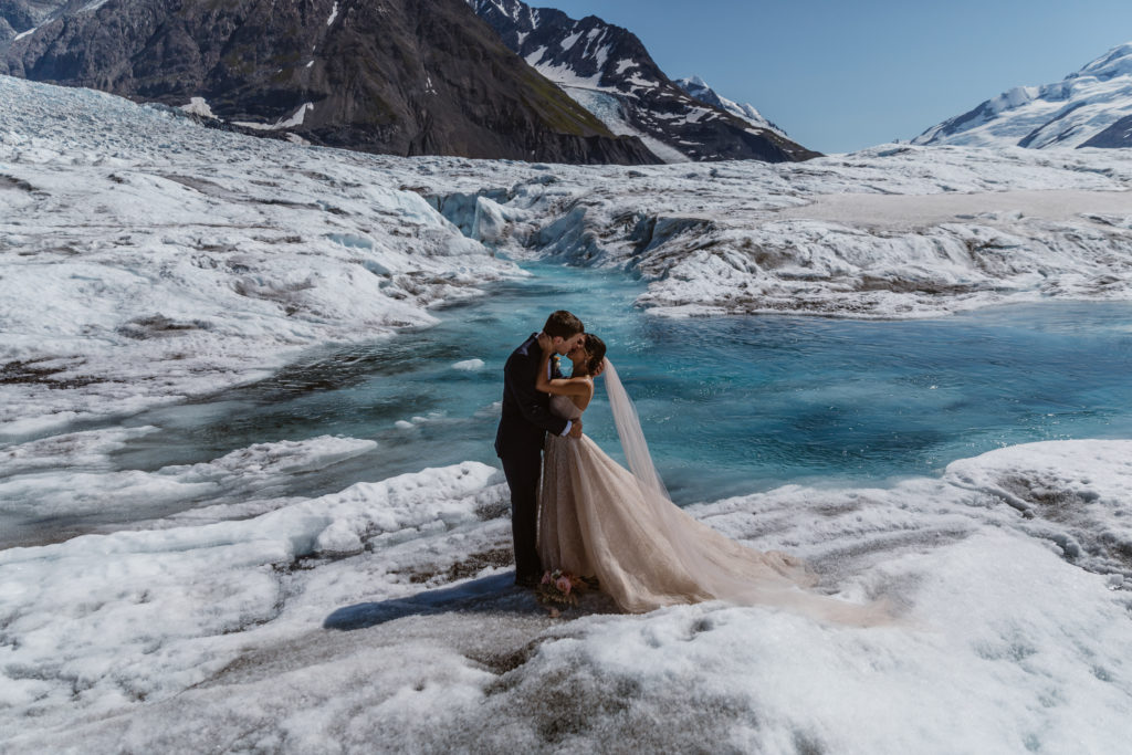 An Alaska elopement in the Alaskan backcountry, accessed by helicopter